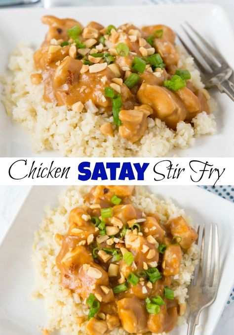 Chicken Satay Recipe Easy, Easy Satay Chicken, Chicken Satay Stir Fry, Satay Chicken Stir Fry, Satay Stir Fry, Satay Chicken Recipe, Budget Dinners, Mongolian Chicken, Satay Chicken