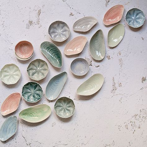 Regional showcase: Creatives in Midlands* Dainty Ceramics, Ceramic Jewelry Dish, Celadon Glaze, Ceramic Jewellery, Jewellery Dish, Mussel Shell, Colourful Life, Mollie Makes, Dish Ceramic