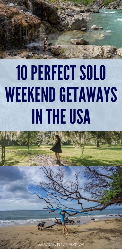 From New Orleans to Seattle, Maui, and Santa Barbara, these are the best 2-day or long weekend getaways for solo female travelers in the USA. Trips For Singles, Solo Vacation Ideas Woman, Solo Female Travel Usa, Solo Trips, Best Weekend Trips, Vacay Ideas, Solo Vacation, Solo Traveling, Long Weekend Getaways