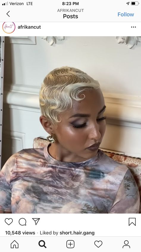 Short Blonde Fingerwaves Black Women, Platinum Blonde Finger Waves Black Women, Honey Blonde Finger Waves, Short Blonde Pixie Black Women, Blonde Fingerwaves Black Women, Finger Waves Short Hair, Finger Wave, Twa Hairstyles, Cut Life