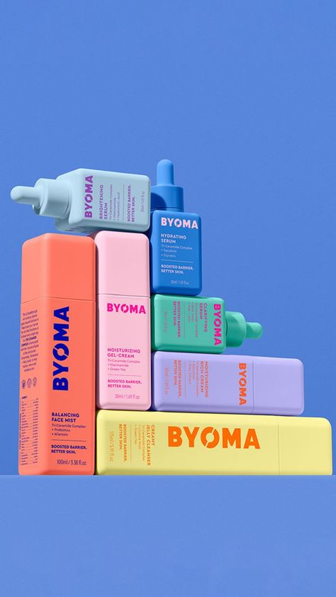 Byoma Skincare, Skincare Package, Skincare Branding, Skincare Products Photography, Beauty App, Cosmetic Packaging Design, Skin Care Packaging, Skincare Packaging, Branding Design Packaging