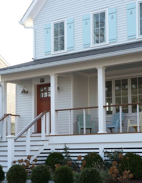 cable wire railing | House Exterior | Pinterest | Railings, Porch ... Front Porch Pictures, Porch Handrails, Front Porch Posts, Country Front Porches, Modern Front Porches, Veranda Design, Front Porch Columns, Front Porch Railings, Porch Kits