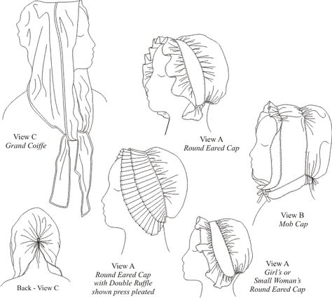 Woman's and Girl's Caps 1740-1820 Everyday Headwear sewing pattern 18th Century Clothing, Cap Patterns, Costume Patterns, Century Clothing, Women's Headwear, Old Fashion, Historical Costume, Historical Dresses, Arts And Crafts Supplies