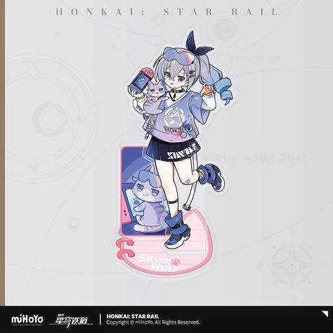 Acrylic Standee, Tiny Cats, Silver Wolf, Honkai Star Rail, Star Rail, Cute Gif, Character Art, Gif, Stars