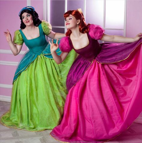 Evil step sisters costume Evil Stepsisters Costume, Cinderella Sisters Costume, Step Sisters Cinderella Costumes, Cinderella Stepsisters Costume, Evil Step Sisters Costume, Sister Costume Ideas, Cinderella Pantomime, Evil Step Sisters, Anastasia Cinderella