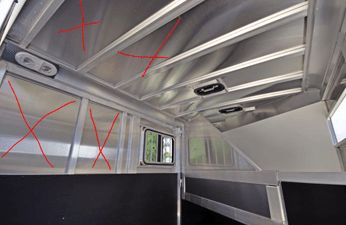 Horse Trailer Accessories, Horse Trailer Interior, Horse Trailer Interior Remodel, Polishing Aluminum, Trailer Design, Trailer Organization, Installing Insulation, Window Ac Unit, Stock Trailer