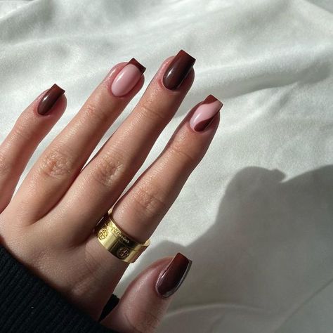 Square Acrylic Nails Designs Fall, Short Square Acrylic Nails Designs, Square Fall Nails, Square Gel Nails, Brown Nails Design, Simple Fall Nails, Short Gel Nails, Fall Gel Nails, Square Nail Designs