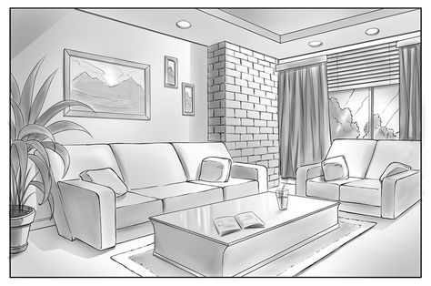 Here is a tutorial on Drawing Backgrounds in Perspective with Basic Steps. I hope you find this art post to be informative and easy to follow! :) Room Perspective Drawing, Perspective Room, Interior Design Template, Architecture Blueprints, Interior Design Layout, Perspective Drawing Architecture, Drawing Interior, Interior Design Drawings, Interior Design Sketches