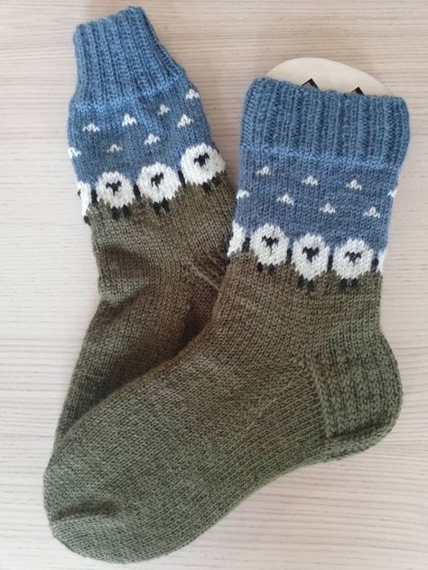 Comfortable Knitted Winter Socks, Color Work Socks, Woolen Socks Handmade, Colorwork Socks Pattern, Wool Socks Pattern, Comfortable Hand Knitted Winter Socks, Cozy Winter Socks With Fair Isle Pattern, Sheep Socks Knitting Pattern, Sheep Socks