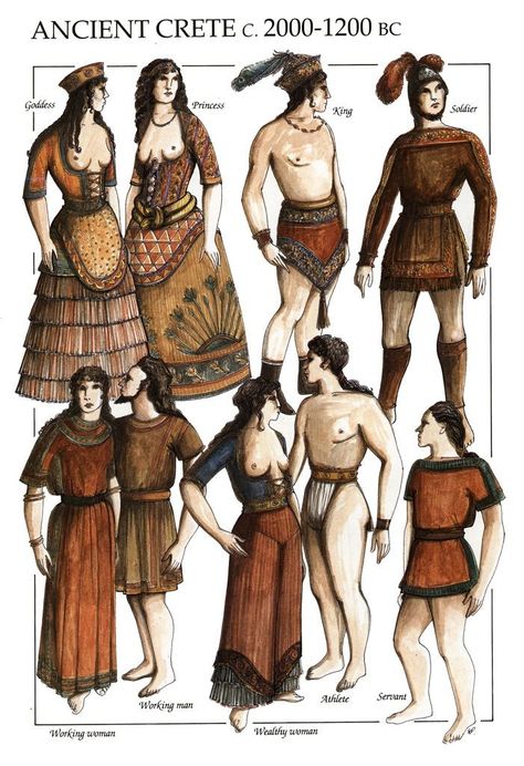 Ancient Greece Clothing, Ancient Crete, Ancient Greek Clothing, Minoan Art, Greece Outfit, Greece Fashion, Greek Mythology Art, Greek Clothing, Mythology Art