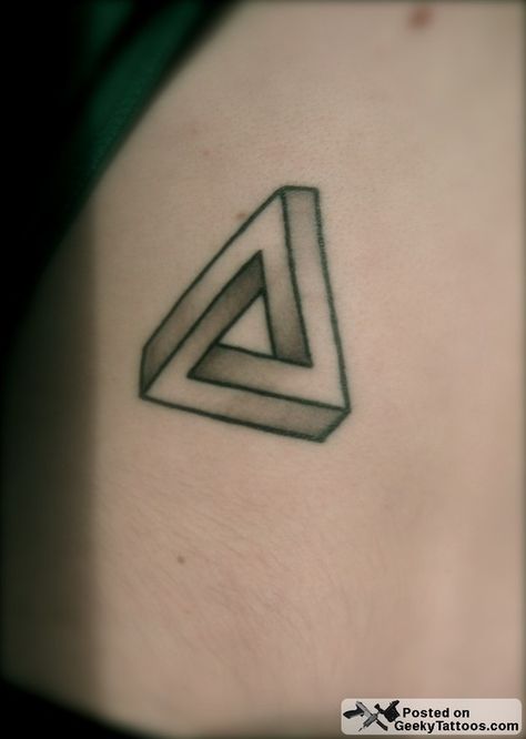 Penrose Triangle Tattoo, Triangle Tatoo, Geeky Tattoos, Bro Tattoos, Open World Games, Geek Tattoos, Egyptian Eye Tattoos, Impossible Triangle, Penrose Triangle