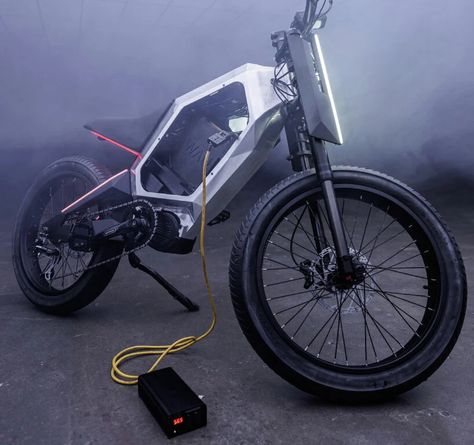 WAU cyberpunk electric dirt & road bike gets hexagon aluminum body & neon synth lights Electric Bicycles, Light Pole, Hexagon Design, Retro Waves, Dirt Road, Gps Tracking, Electric Motorcycle, Neon Lights, Electric Bicycle