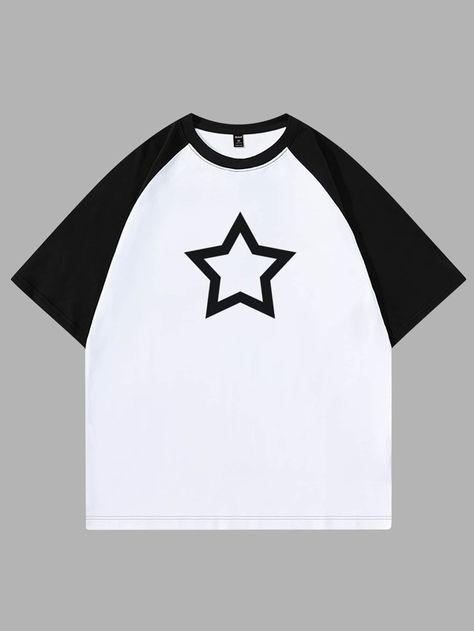 Raglan Tshirt Design, Academia Men, Shirt Transformation, Raglan Tshirt, Apparel Design Inspiration, Creative T Shirt Design, Star Clothing, Black And White Tees, Street Fashion Men Streetwear