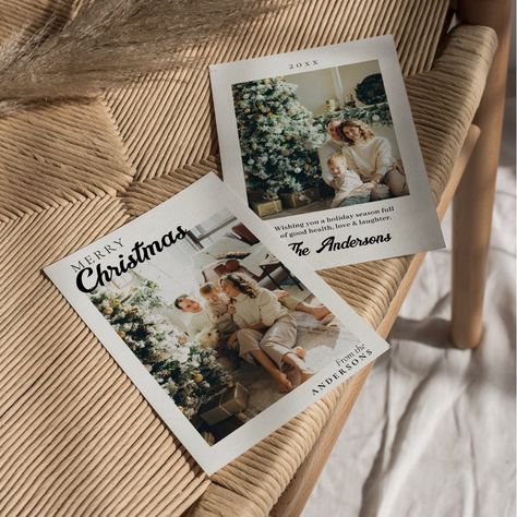 Photo Boho Minimalist Modern Merry Christmas Christmas Polaroid, Family Christmas Card, Family Christmas Cards, Merry Christmas Wishes, Boho Minimalist, Chic Christmas, Christmas Holiday Cards, One Photo, Christmas Greeting