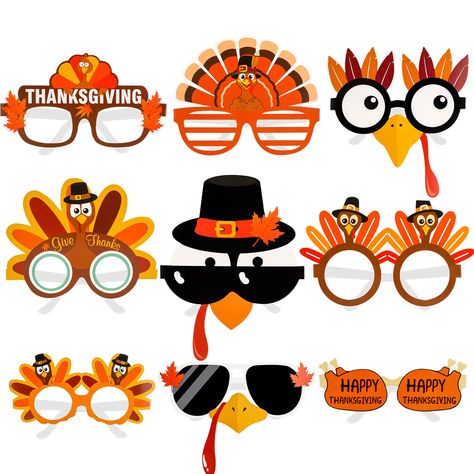 Thanksgiving Glasses, Fall Themed Birthday, Themed Birthday Decorations, Pumpkin Patch Party, Thanksgiving Party Favors, Glasses Funny, Thanksgiving Paper, Spiderman Birthday Party, Funny Glasses