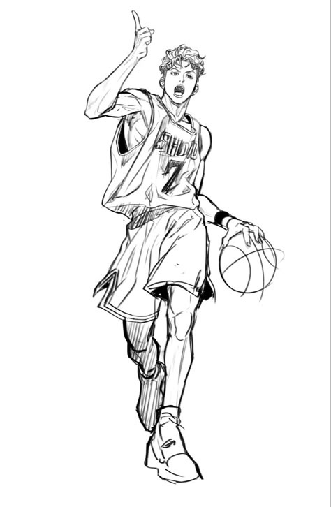 Basketball Dunk Drawing, Slam Dunk Drawing, Basketball Drawings, Cityscape Drawing, Slam Dunk Manga, Slam Dunk Anime, Bloodborne Art, Naruto Sketch Drawing, 캐릭터 드로잉