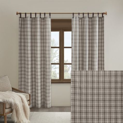 Rosalind Wheeler Marcum Plaid Room Darkening Thermal Tab Top Single Curtain Panel | Wayfair Living Room Decor Lights, Plaid Curtains, Window Treatments Bedroom, Tab Top Curtains, Insulated Curtains, Energy Efficient Design, Bedroom Windows, The Madison, Madison Park