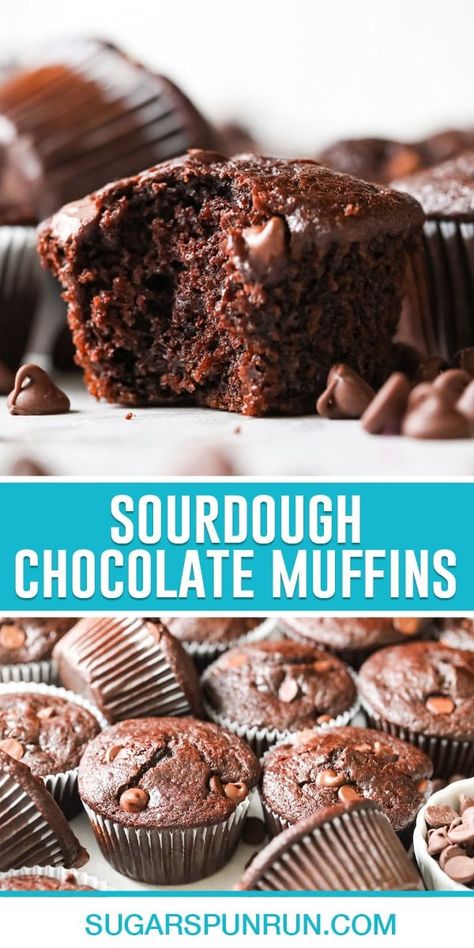 Chocolate Sourdough Muffins - Sugar Spun Run Muffins With Sourdough Discard, Things You Can Make With Sourdough Starter, Easy Sourdough Discard Muffins, Sourdough Discard Recipes Overnight, Unfed Sourdough Discard Recipes, Big Deborah, Little Spoon Farm, Sourdough Cake, Sourdough Desserts