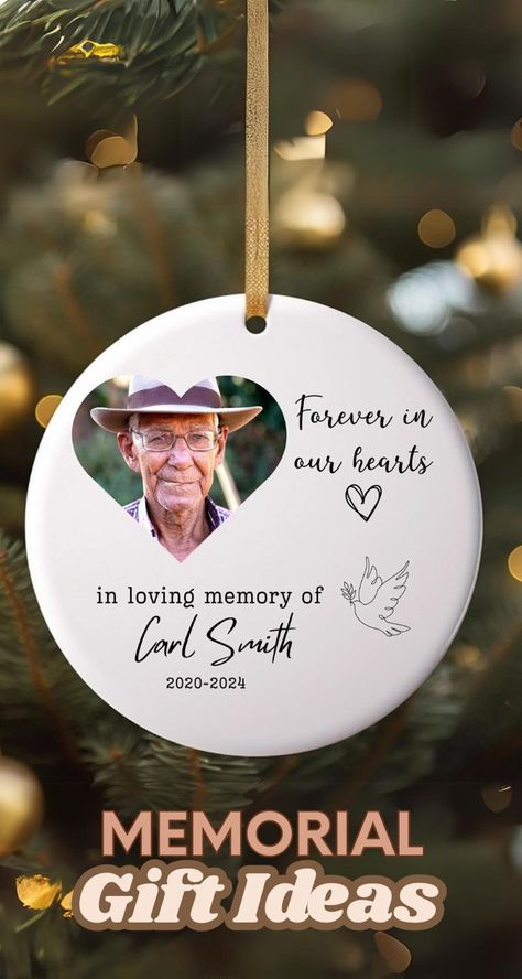 Remembrance Gifts, Memorial Ornaments, Loving Memory, Ornament Christmas, In Loving Memory, Memorial Gifts, Custom Photo, Gift Ideas, Christmas Ornaments