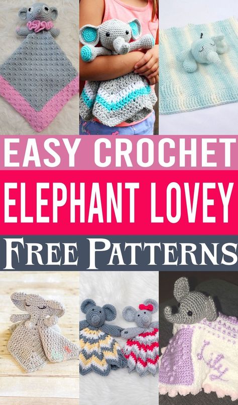 Introducing the sweetest crochet elephant lovey patterns to try. In this collection, you will find the best of Elephant Crochet including rugs, cushions, amigurumi, lovey blankets, and more. Crochet Elephant Blanket, Crochet Elephant Lovey, Elephant Lovey Crochet, Amigurumi Lovey, Lovey Blanket Pattern, Elephant Blanket, Lovey Pattern, Patterns Sewing, Lovey Blanket