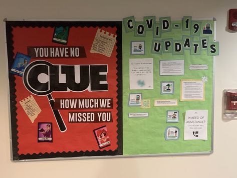 Clue Game Bulletin Board Ideas, Clue Game Bulletin Board, Board Game Themed Bulletin Boards, Board Game Teacher Door, Guess Who Bulletin Board Ideas, Board Games Door Decorations, Board Games Classroom Theme, Clue Classroom Theme, Board Game Bulletin Board Ideas