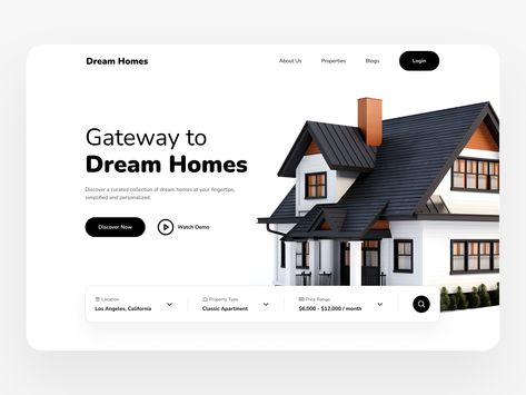 Real Estate Landing Page - Hero Section by Faizan Ul Hassan Arshad Real Estate Landing Page, Real Estate Landing Pages, Hero Section, Real Estate Website Design, Best Landing Page Design, Real Estates Design, Ui Design Inspiration, Website Design Inspiration, Web Development Design