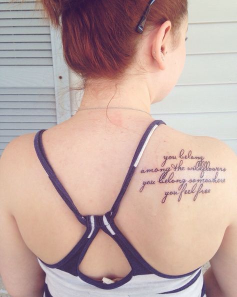 Parks and recreation inspired tattoo, they play the song in "Ann and Chris", wildflowers by Tom petty, shoulder tattoo, quote tattoo, song tattoo Tom Petty Wildflowers Tattoo, Tom Petty Tattoo, Petty Tattoo, Tattoo Song, Wildflower Lyrics, Tom Petty Lyrics, Family Quotes Tattoos, Song Tattoos, Tattoo Quote