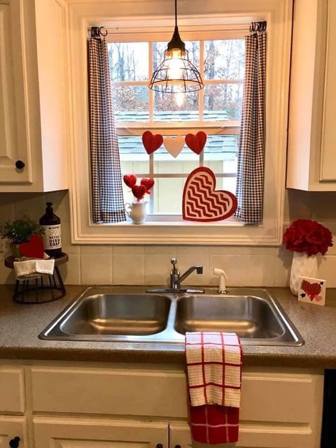 Valentine Cabinet Decor, Valentines Cabinet Decor, Valentines Day Decorations Kitchen, Kitchen Valentines Day Decor, Valentine’s Day Living Room Decor, Valentine Kitchen Decor Ideas, Valentines Home Decor Living Rooms, Valentines Kitchen Decor, Valentines Day Kitchen Decor