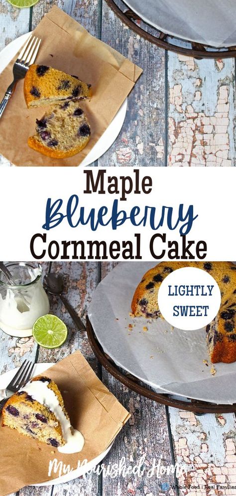 This maple blueberry cornmeal cake is fruity and lightly sweet, making it perfect for a brunch recipe or as a light dessert. This cake recipe comes together quickly with little effort, making it an easy brunch or dessert recipe in a pinch. Plus, substitute with any berry to customize to your tastes. Click through for all the details! Cornmeal Cake, Desserts With Few Ingredients, Easy Treats To Make, Light Dessert, Party Dip Recipes, Sour Cream Sauce, Brunch Recipe, Quick Easy Desserts, Easy Party Food