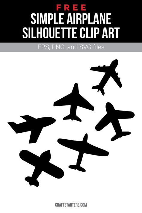 Airplane Silhouette Clip Art, Cricut Airplane Svg, Clip Art Airplane, Plane Svg Free, Airplane Sillouhette, Airplane Svg Free, Airplane Template Free Printable, Aeroplane Silhouette, Airplane Stencil