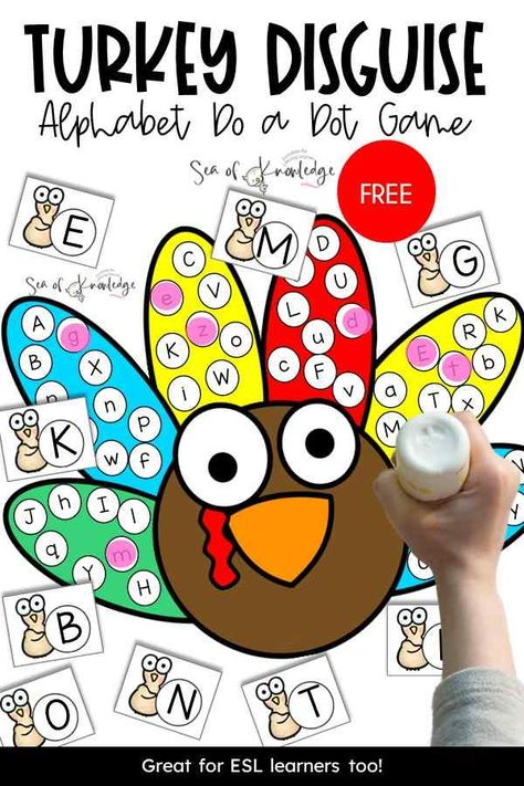 Turkey Letter Activities Preschool, Disguise The Turkey, November Teaching Ideas, Disguise Turkey, Preschool November, Letter Identification Activities, Template Game, Turkey In Disguise, Turkey Template