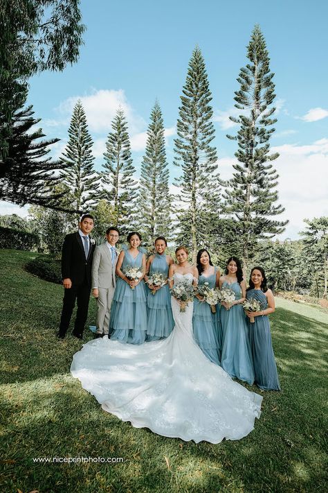 Aqua Blue Wedding Theme, Seafoam Green Wedding, Aqua Bridesmaid Dresses, Tagaytay Wedding, Bridal Entourage, Aqua Blue Wedding, Wedding Philippines, Wedding Motifs, Green Themed Wedding