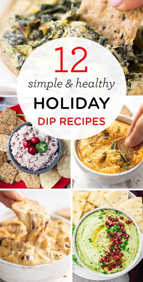 HEALTHY HOLIDAY DIPS -- simple, delicious and perfect for your holiday party! #dips #healthyholidayrecipes Holiday Dip Recipes, Holiday Dip, Holiday Dips, Healthy Holiday Recipes, Simply Quinoa, Healthy Thanksgiving, Healthy Dips, Holiday Snacks, Healthy Holidays