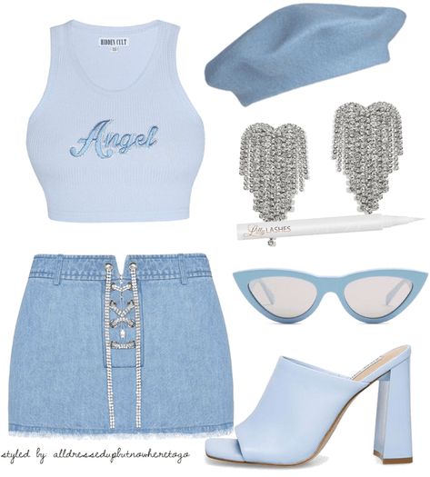 Blue Y2k Outfit, White Top Outfit, Full Blue, Bratz Inspired Outfits, 2000s Fashion Outfits, Skirt White, Blue Outfit, Outfit Shoplook, Kpop Fashion Outfits