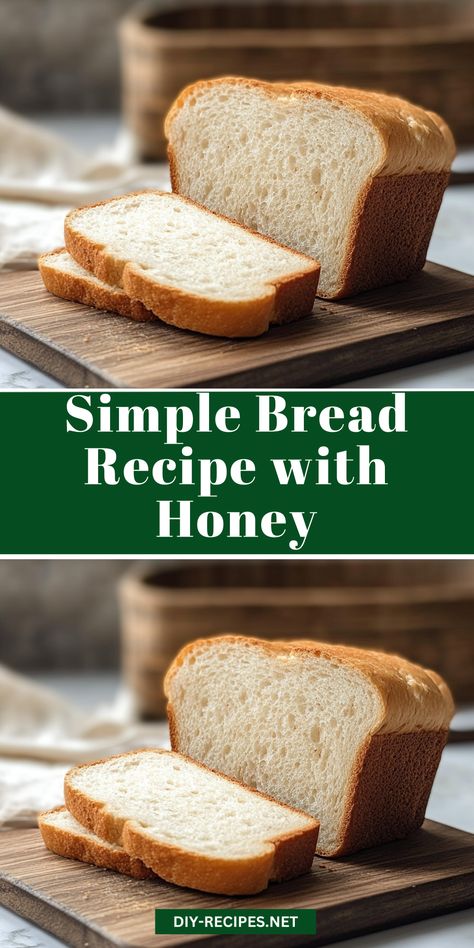 Try this simple bread recipe made with honey for a touch of sweetness. Easy to make and perfect for any meal! Bread With Honey Recipes, Bread Recipes Beginner, Easy Bread Recipes No Mixer, Homemade Honey Bread Recipes, Homemade Bread 1 Loaf, Basic Bread Recipe Simple, Clean Bread Recipe, Bread Recipes Instant Yeast, Homemade Bread Recipes Easy Simple