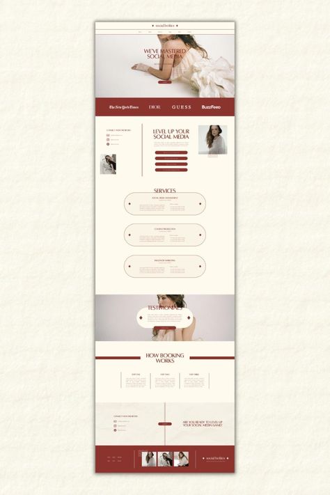 Modern and elegant Wix website template for creative professionals, agencies, and freelancers. Easily create a stunning online presence with this responsive #Red_Web_Design #Social_Media_Manager_Website #Editorial_Website_Design #Red_Website Red Web Design, Virtual Assistant Branding, Red Website Design, Editorial Website Design, Red Website, Editorial Website, Wix Web Design, Template For Social Media, Online Portfolio Website