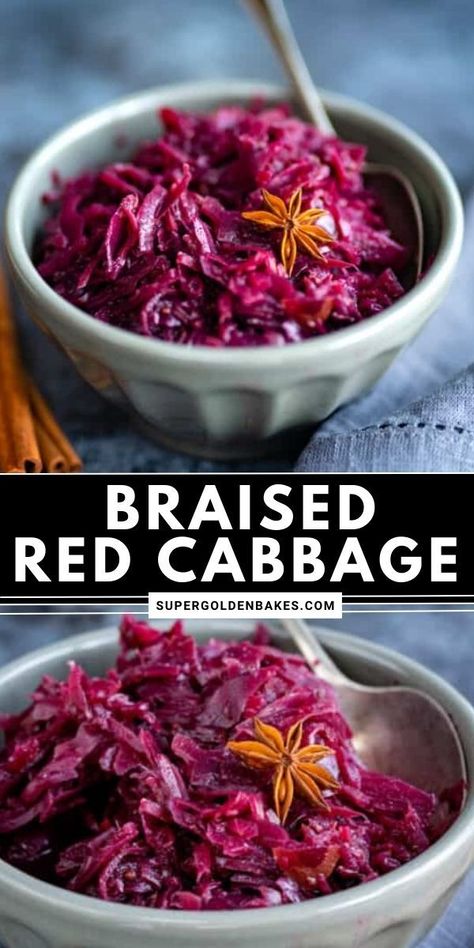 Slow Cooker Red Cabbage, Cabbage With Apples, Side Dish Easy, Red Cabbage With Apples, Cabbage Side Dish, Raspberry Salad, Red Cabbage Recipes, Braised Red Cabbage, Cabbage And Bacon