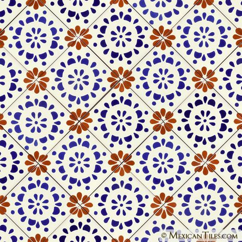 Mexican Tile - Rocío Mexican Tile Mexican Talavera Tile Patterns, Mexican Tile Pattern, Mexican Tile Wallpaper, Talavera Tiles Kitchen, Mexican Floor Tiles, Mexican Pattern Design, Spain Tiles, Talavera Backsplash, Mexican Patterns