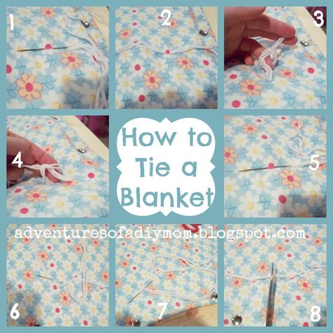 When we were kids, it seemed that my mom always had a quilt on the quilt frame. It was so fun to lay underneath and watch it be completed. T... Tie Knot Blanket, How To Make A Tie, Knot Blanket, Diy Mom, Make A Tie, Baby Tie, Tie Quilt, Crafts Sewing Projects, Tie Blankets