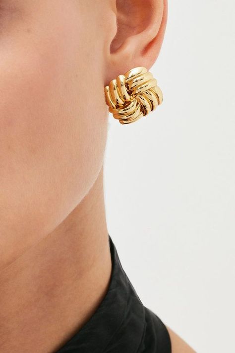 Gold Knot Earrings, Gold Earrings For Women, Gold Statement Earrings, Pierced Jewelry, Knot Earrings, Accessories Jewelry Earrings, Karen Millen, Fashion Accessories Jewelry, Earrings Collection