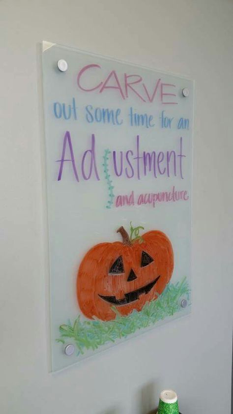 Motivational Boards at Nebraska Family Chiropractic and Acupuncture - Omaha, NE  @nebraska_family_chiropractic  (IG) @nebfamilychiro (FB) by 1981jules Chiropractor Humor Halloween, October Chiropractic Boards, Chiropractic Quotes Motivation, September Chiropractic Boards, Back To School Chiropractic Boards, Chiropractic Bulletin Board Ideas, Halloween Chiropractic Boards, Chiropractor Board Ideas, Chiropractic Chalkboard Ideas