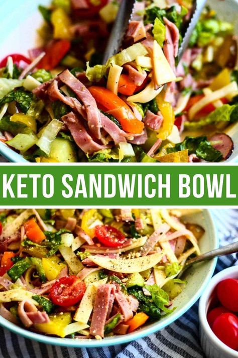 This keto sandwich bowl is easy, delicious, and full of fresh veggies. This low carb recipe is quick, customizable to your liking, and a great change of pace for a refreshing meal. / keto recipes / keto diet food / low carb recipes / keto foods #Keto #Lowcarb Food Low Carb, Keto Sandwich, Low Carb Recipes Keto, Keto Diet Food, Low Carb Recipe, Buffalo Cauliflower, Refreshing Food, Keto Diet Food List, Keto Foods