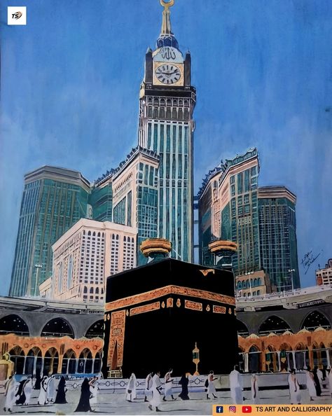 painting of kaaba Kaabah Makkah Sketch, Kabba Sharif Painting, Kaba Sharif Sketch, Painting Of Makkah, Kaba Sharif Painting On Canvas, Kaba Sharif Painting, Kaba Sharif Drawing, Kaaba Sketch, Khana Kaba Painting