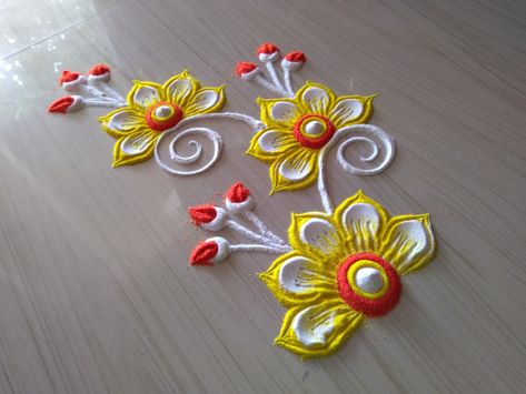 Rangoli Lifestyle Rangoli Flower, Rangoli For Beginners, Colourful Rangoli, Flowers Rangoli, Garden Decor Crafts, New Year Rangoli, Design Rangoli, Border Rangoli, Latest Rangoli