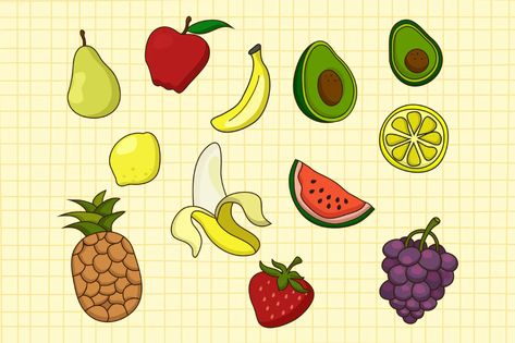 Fruit Doodle by Bewalrus on Envato Elements Doodle Fruit, Fruit Doodle, Rat Drawing, Sign Drawing, Fruit Drawing, Music Doodle, Plant Cartoon, Doodle Png, Fruit Icons