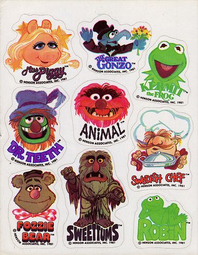 Jim Henson's Muppet Show stickers - 1981 | Most likely a Hal… | Flickr Muppets Vintage, Muppet Mayhem, Jokes Clean, Muppets Party, Retro Stickers, Sesame Street Muppets, Semicolon Tattoo, Fraggle Rock, Vintage Stickers