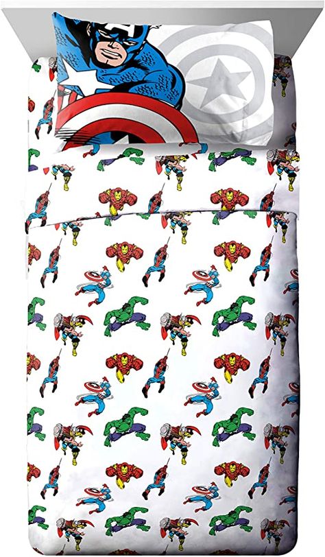 Captain America Spiderman, Kids Sheet Sets, Marvel Avengers Comics, Kids Sheets, Full Size Sheets, Queen Size Sheets, Mens Fade, Avengers Comics, Sheet Sets Full