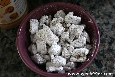 Puppy chow! Chocolate Puppy Chow, Monkey Munch, 5 Oclock, Muddy Buddies Recipe, Puppy Chow Recipes, Trail Mix Recipes, Cereal Treats, Cinnamon Toast Crunch, Puppy Chow