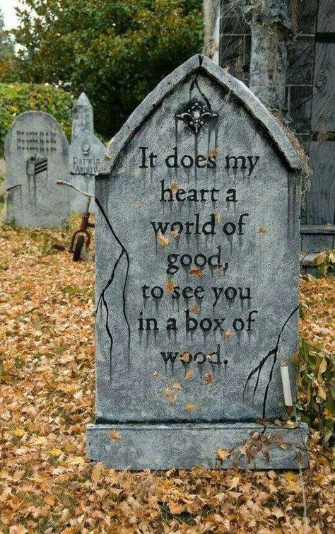 10+ Scary Halloween Tombstone Ideas & Designs For 2019 Halloween Tombstone Sayings, Halloween Graveyard, Halloween Tombstones, Halloween Yard, Halloween Quotes, After Life, Halloween Inspiration, Halloween Props, Halloween Projects