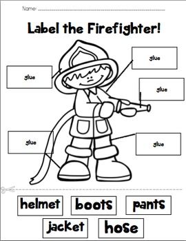 This is a great way to integrate your social studies theme of fire safety into literacy/labeling!  Students will cut out the words at the bottom and match to the correct box.  Enjoy!  Customer Tip:  Remember to leave feedback to receive TpT credits on your purchase!  Here is a link to my full Fire Safety Bundle: https://www.teacherspayteachers.com/Product/Fire-Safety-Bundle-2118677 Fire Safety Anchor Chart Kindergarten, Fire Fighter Worksheets Preschool, Fire Safety For Preschoolers, Fire Fighter Activities For Preschool, Firefighter Worksheet, Fire Prevention Week Preschool, Fire Safety Lesson Plans, Fire Safety Worksheets, Fire Safety Preschool Crafts